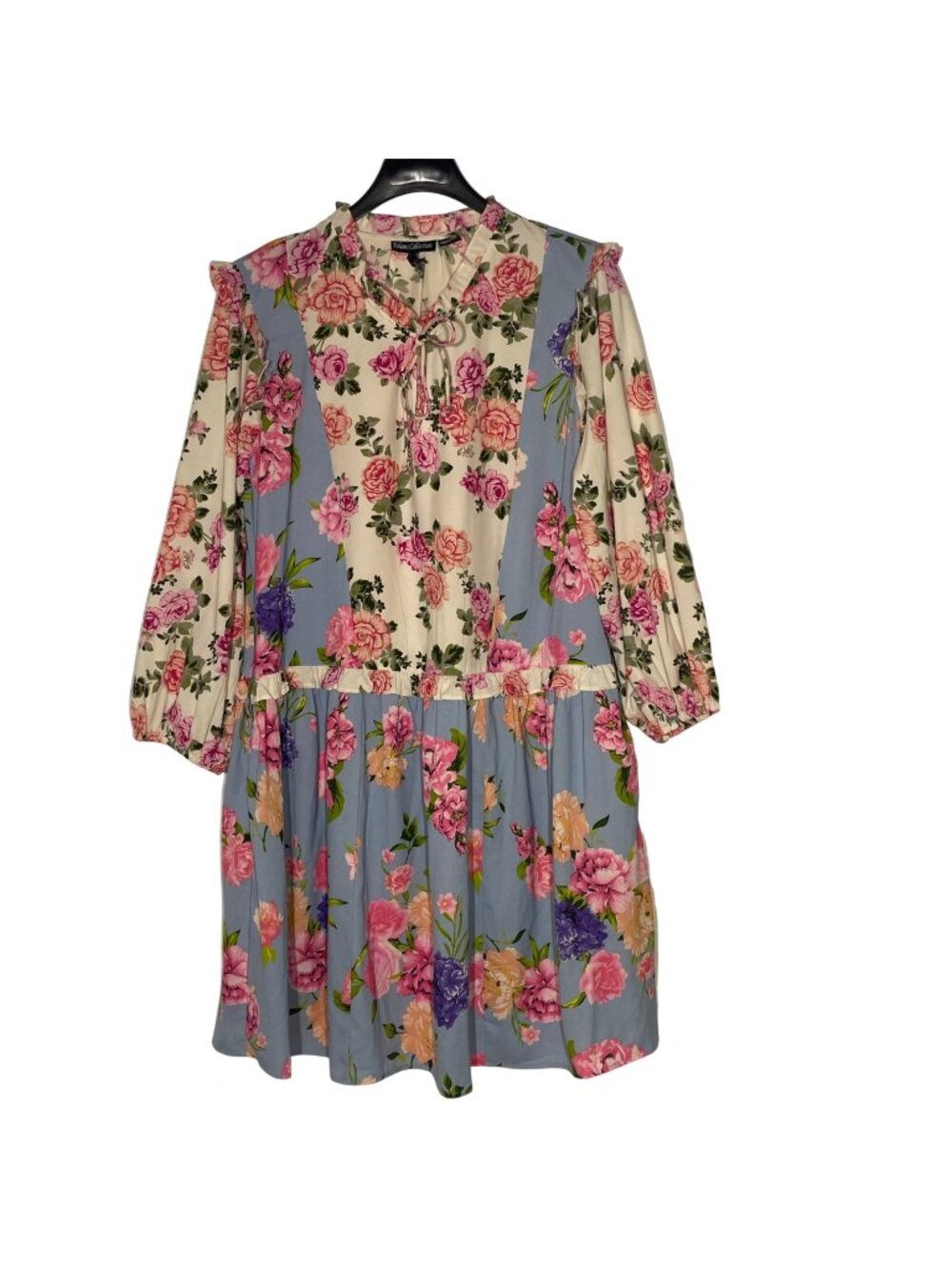 Tolani Collection Mae Rose Floral Ruffle Tie Neck Dress Sz LG Garden Colorful